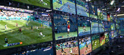 多屏幕显示不同体育赛事高清直播画面
